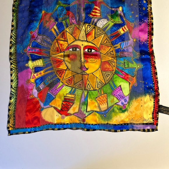 Laurel Burch Harmony Under The Sun Silk Scarf Square 100% Silk Vibrant 20” X 20” - Picture 2 of 6